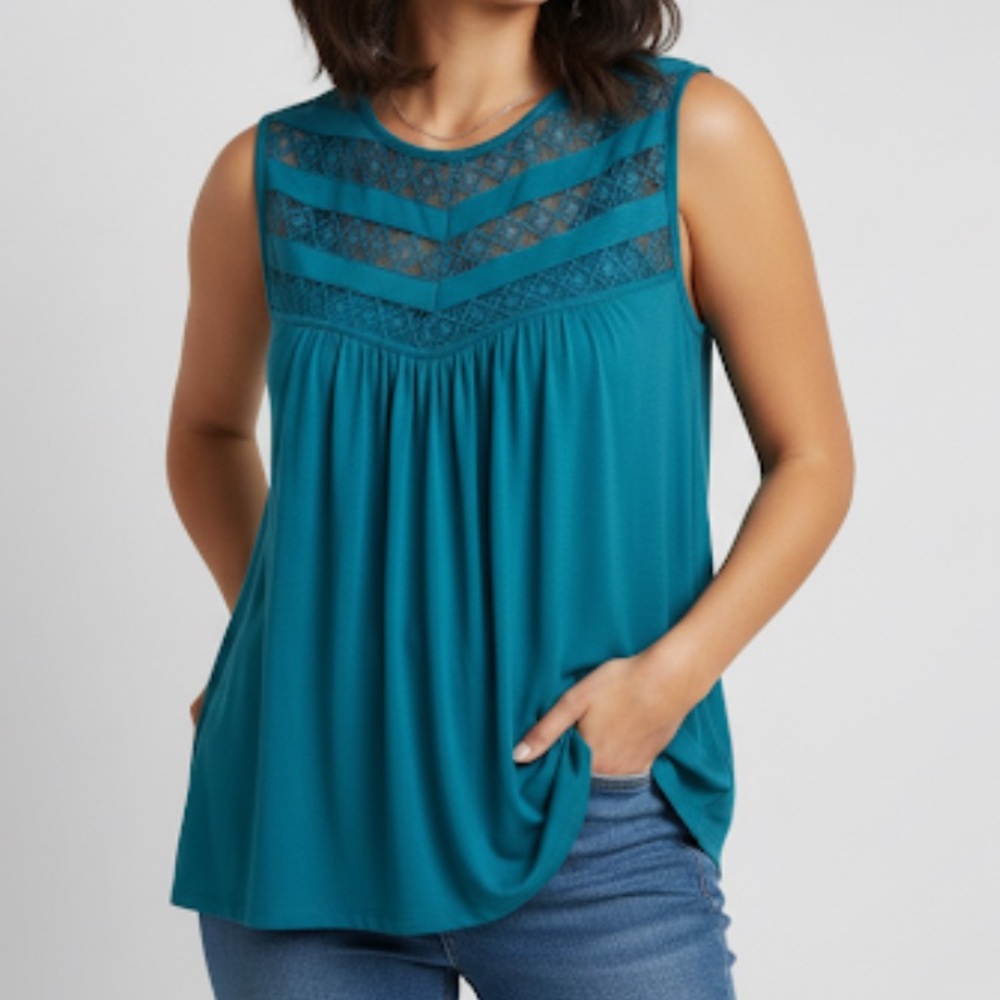 Apt. 9 Women's Large Teal Flowy Sleeveless Blouse